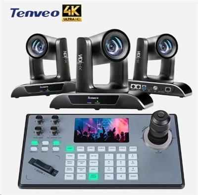 3PCs 4K 30X 30X Optical Zoom Taug Kev Mus Txog PTZ Koob Yees Duab Nrog 4D Joystick Xws Li Pab Pawg Khoom Siv